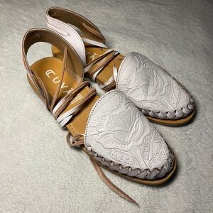 Women's White Leather Sandals